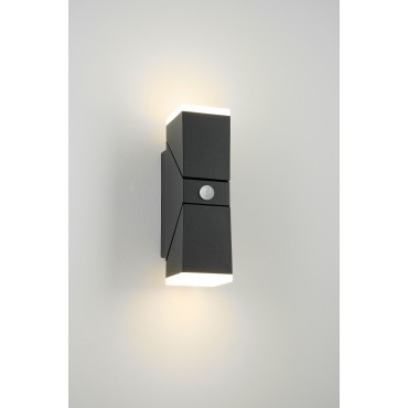 Aplica LED de perete cu senzor 12.5W orientabila Evo Square SCHRACK iluminare sus/jos antracit lumina calda