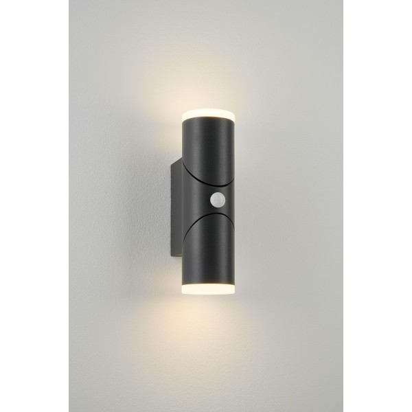 Aplica LED de perete cu senzor 12.5W orientabila Evo Round SCHRACK iluminare sus/jos antracit lumina calda