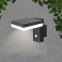 Aplica LED solara de perete 2W cu senzor PIR corp negru patrata lumina calda IP54