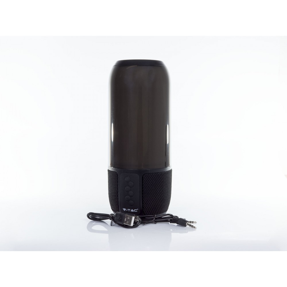 Lampa LED de birou inteligenta RGB WiFi neagra cu boxa portabila 2*3W cu bluetooth USB intrare AUX si micro card SD
