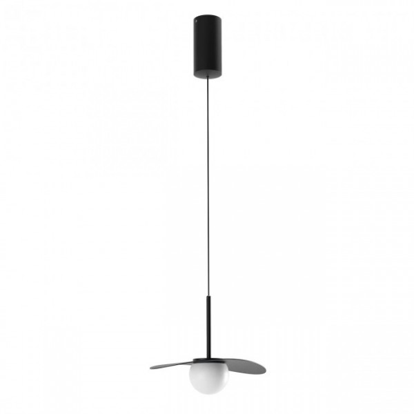 Pendul LED 11W CODY 180mm corp metal si dispersor negru mat abajur sticla suflata alb opal lumina calda CRI90 IP20