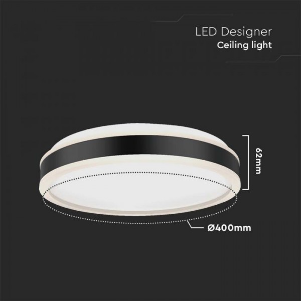 Plafoniera LED Designer 38W rotunda 400mm corp alb cu negru lumina neutra IP20