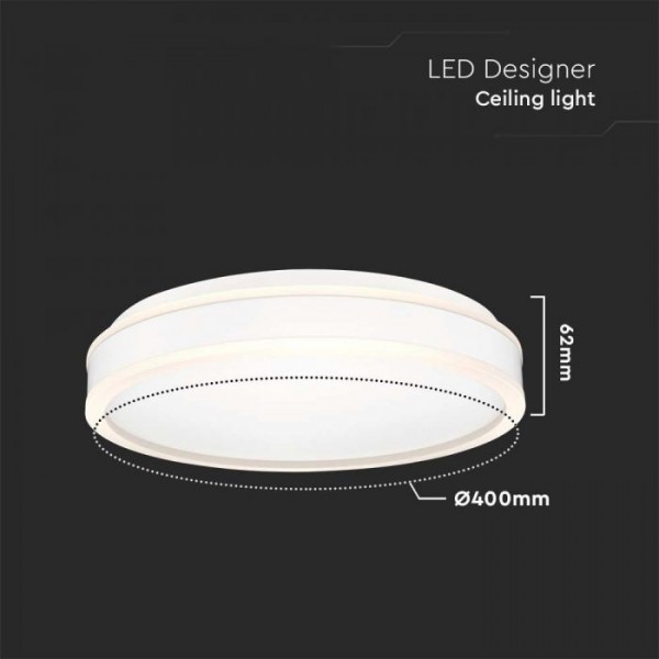 Plafoniera LED Designer 38W rotunda 400mm corp alb si lumina neutra IP20
