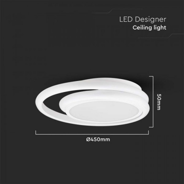 Plafoniera LED Designer 38W dubla rotunda finisaj alb lumina neutra IP20