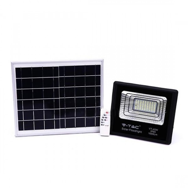 Proiector LED negru 16W Alb Rece cu panou solar si telecomanda cu functii multiple