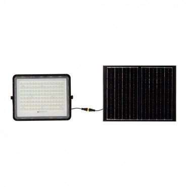 Proiector LED 20W corp negru cu panou solar 180W baterie fast charge inlocuibila si control inteligent cu telecomanda IP65