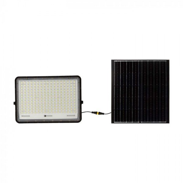 Proiector LED 30W corp negru cu panou solar 240W baterie fast charge inlocuibila si control inteligent cu telecomanda IP65