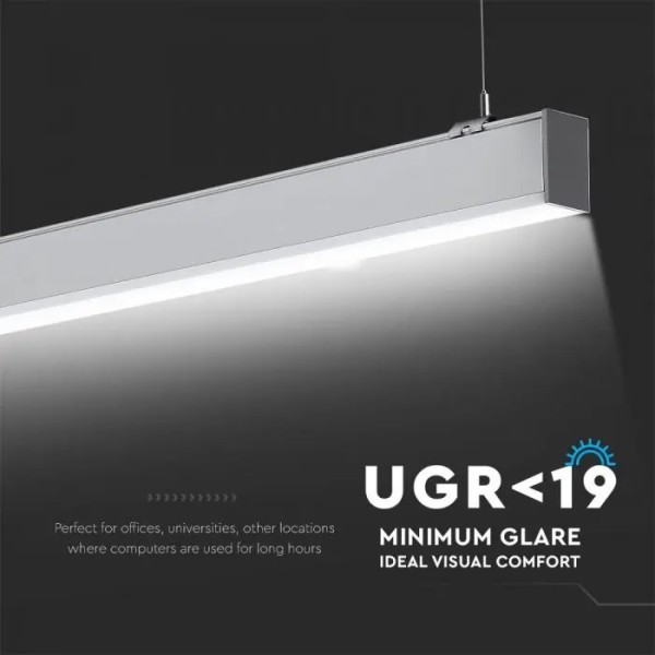 Corp de iluminat cu LED interconectabil suspendat dimabil 40W CIP SAMSUNG 120cm lumina neutra Corp Alb Argintiu IP20