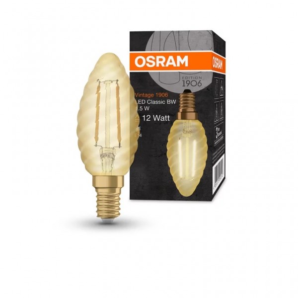 Bec LED filament sticla amber 1.5W OSRAM Vintage 1906 Class BW E14 lumina calda 2400K