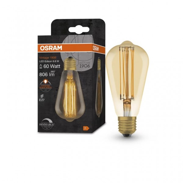 Bec LED filament 8.8W Osram Vintage Edison 1906 Edition E27 Dimabil 2200K 