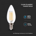 Bec LED filament lumanare 6W E14 Alb Cald