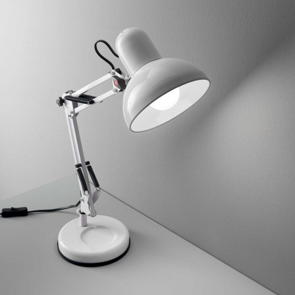 Lampa de birou Kelly cu dulie E27 si intrerupator incorporat alb mat IP20