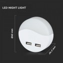 Lampa de veghe LED 0.45W cip Samsung rotunda cu doua porturi USB