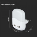 Lampa de veghe LED 0.45W cip Samsung patrata cu doua porturi USB