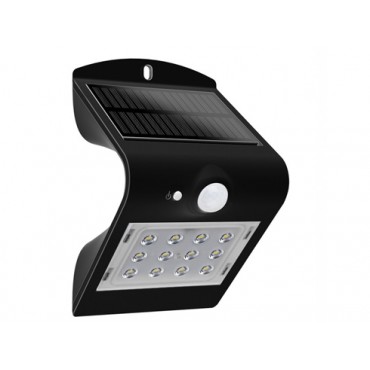 Lampa LED solara de perete 1.5W cu senzor PIR Corp Negru lumina neutra IP65