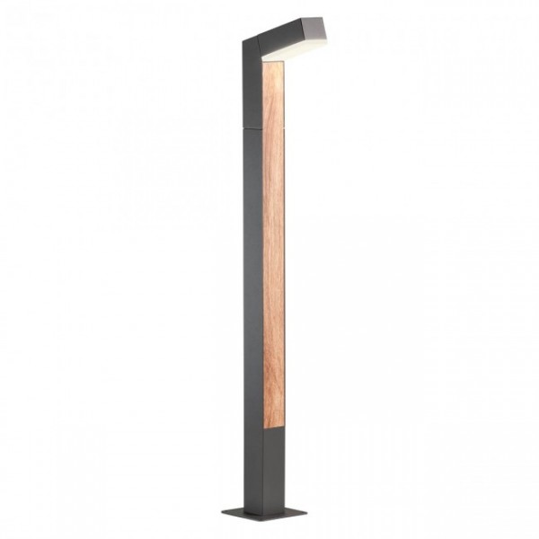 Stalpisor LED de gradina WOODY 10W 920mm corp aluminiu gri inchis imprimeu lemn lumina calda IP54