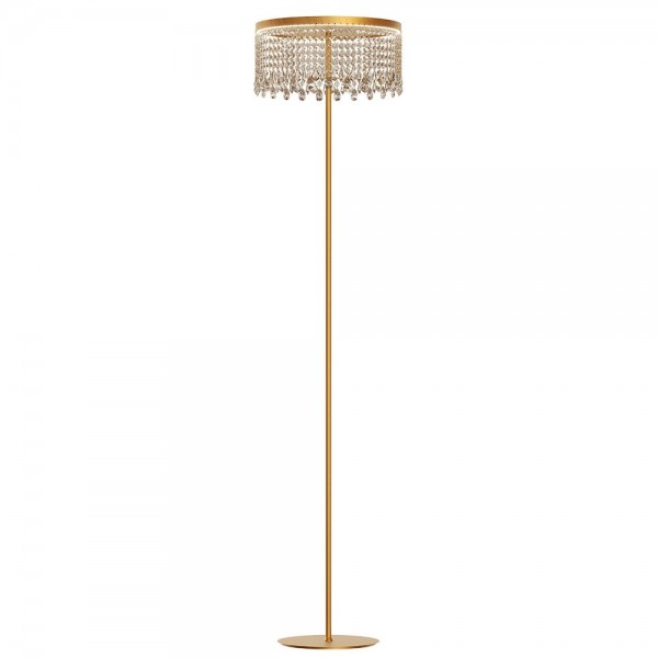 Lampadar LED dimabil VANESIA 23W 1700mm metal auriu periat cu decoratiuni din cristal lumina calda CRI90 IP20