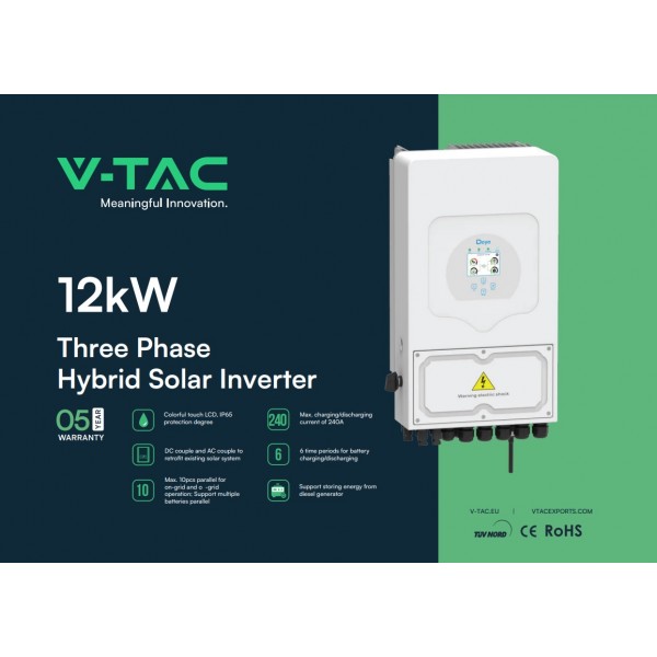 Invertor solar V-TAC 12kW SUN-12K-SG04LP3-EU hibrid trifazat IP65