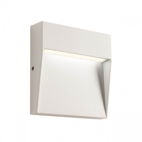 Spot LED etans LANDER 3W aplicat pe perete patrat 105mm alb mat lumina calda IP54