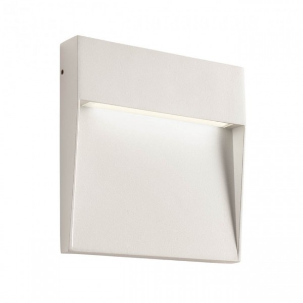 Spot LED etans LANDER 6W aplicat pe perete patrat 160mm alb mat lumina calda IP54